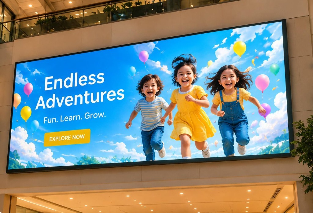 LED brand advertisement on a giant screen